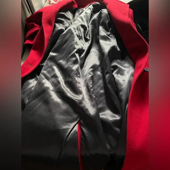 DIANA CHARLES Elegant Red Wool Cashmere Blend Coat Size 11/12 - Picture 5 of 16